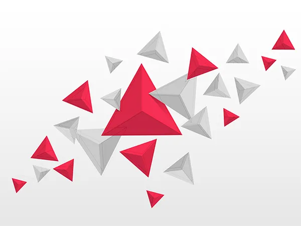 Abstract triangle elements in red and grey colours