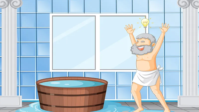 Happy Archimedes with bathtub