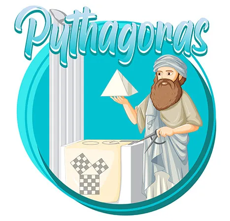 Pythagoras philosopher in cartoon style