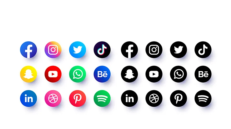 Logo collection of different social media