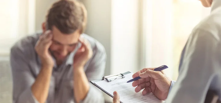 A Depressed Man Attending a Psychotherapy Session