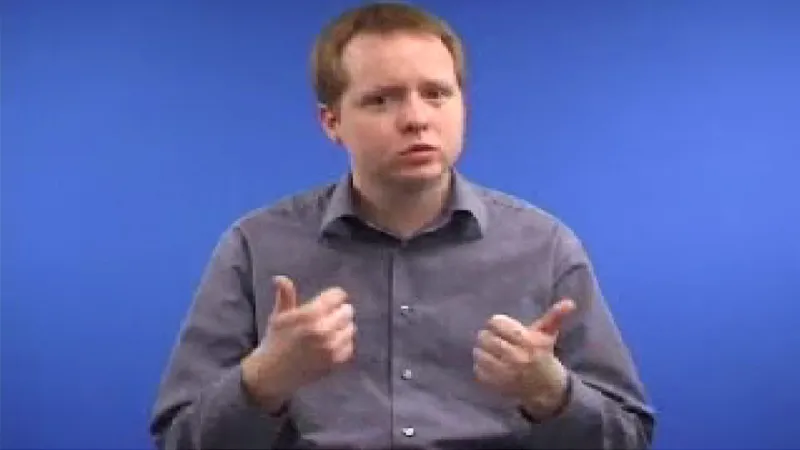 male sign language instructor showing final posture for Good in BSL