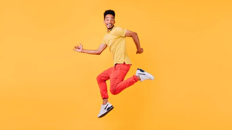 A man jumping with happiness