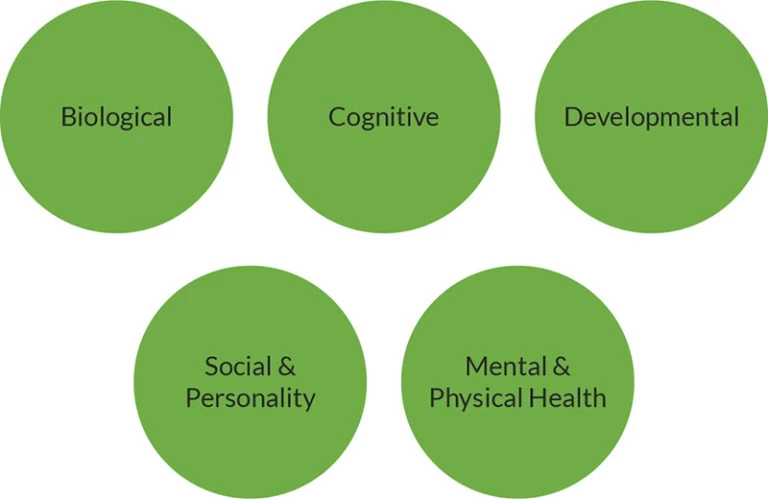 Illustration of five categorical spheres of psychology