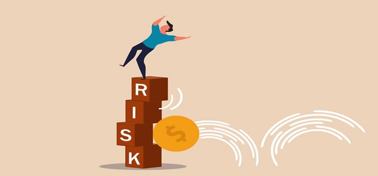 A man standing on the RISK blocks