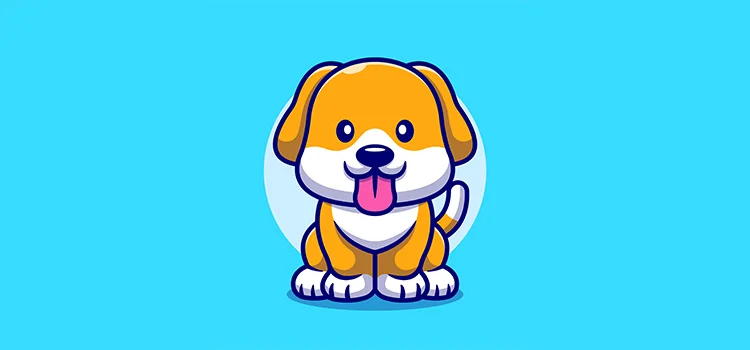 cute cartoon of a brown and white dog with it’s tongue out