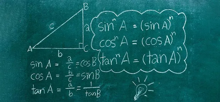 Trigonometry formulas on blackboard with bulb concept
