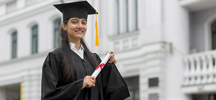 A graduate showing off her degree. 